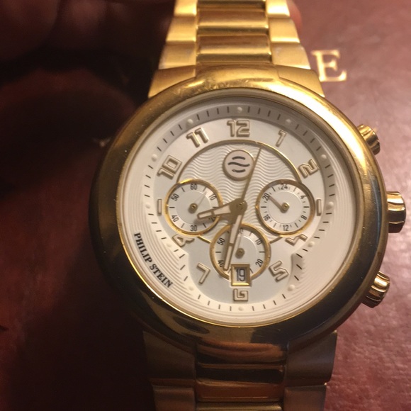 UNSEX  GOLD Philip Stein CLASSIC ROUND CHRONOGRAPH - Picture 4 of 5